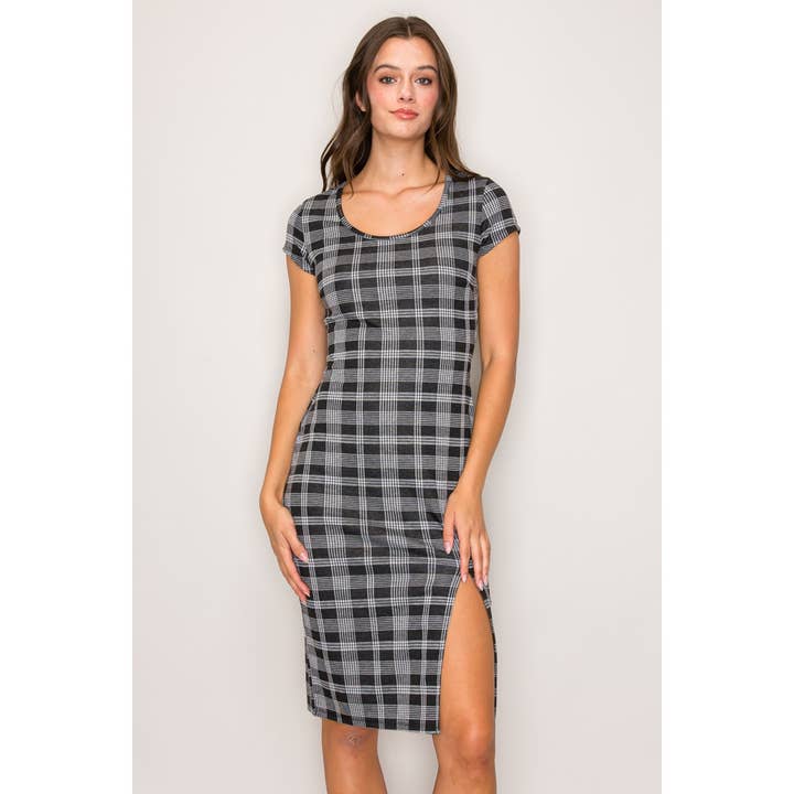 Scoop Neck Midi Dress with Front Side Slit for wholesale by Popular 21