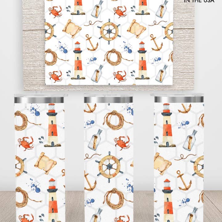 Nautical Lighthouse 20oz tynd isoleret rustfri tumbler for engroshandel hos ADDLE iNK