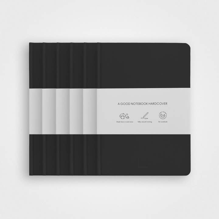 6 Pack Stone Paper Notebook Set︱A5 Hardcover, Charcoal black for wholesale by agood company