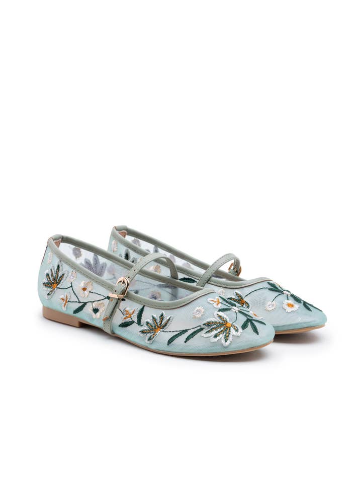 CEREZA - Wholesale Flats - Women's - Flower Embroidery Pattern Mary Janes ballet flats14
