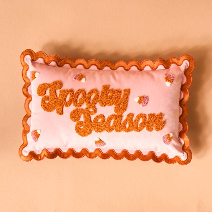 Scalloped Rectangle Throw Pillow-Spooky Season for wholesale by The Darling Effect