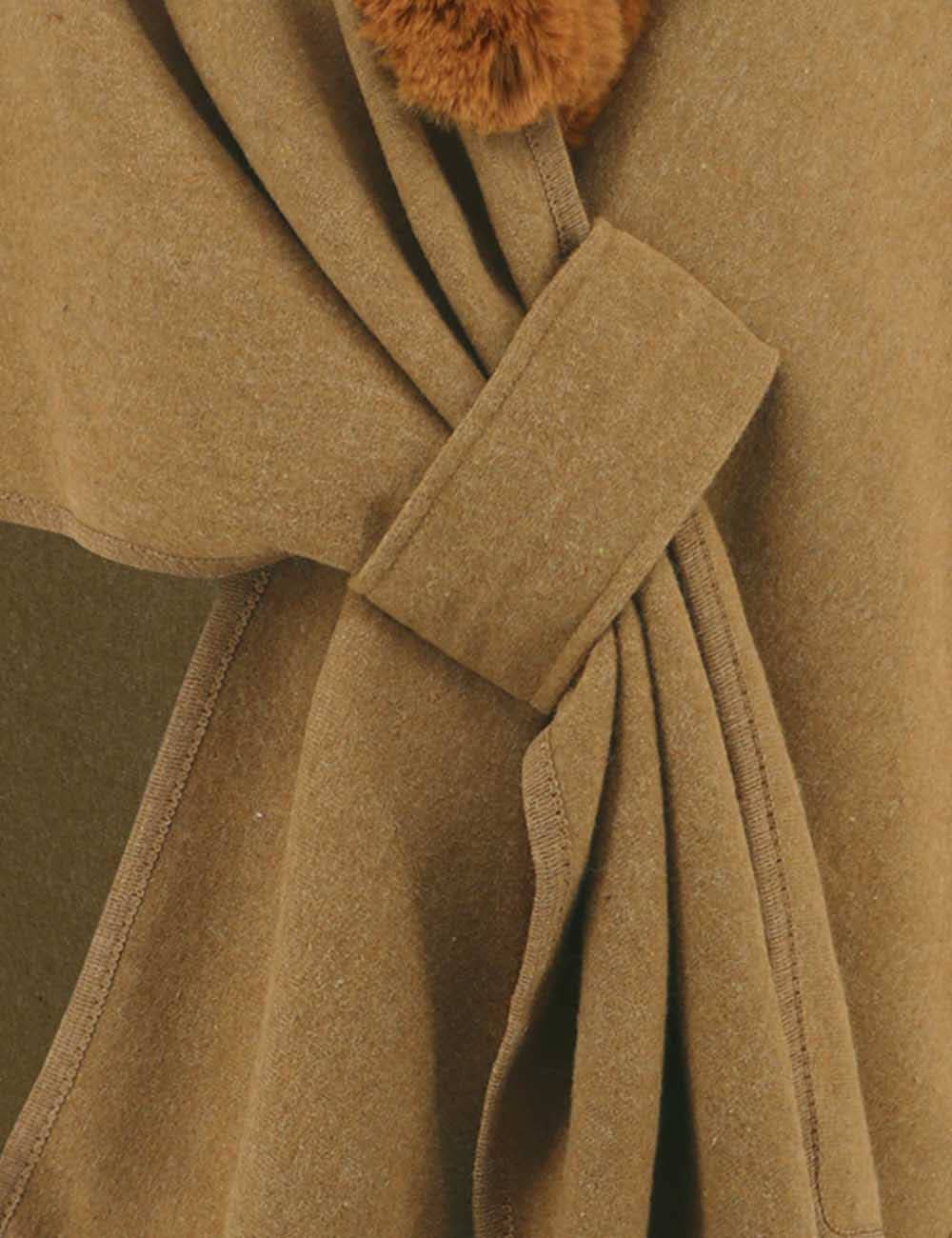 Sweetkama - Wholesale Cape - Women's - Ladies Faux Fur Collar Wool Blend Cape Cardigan Coat2