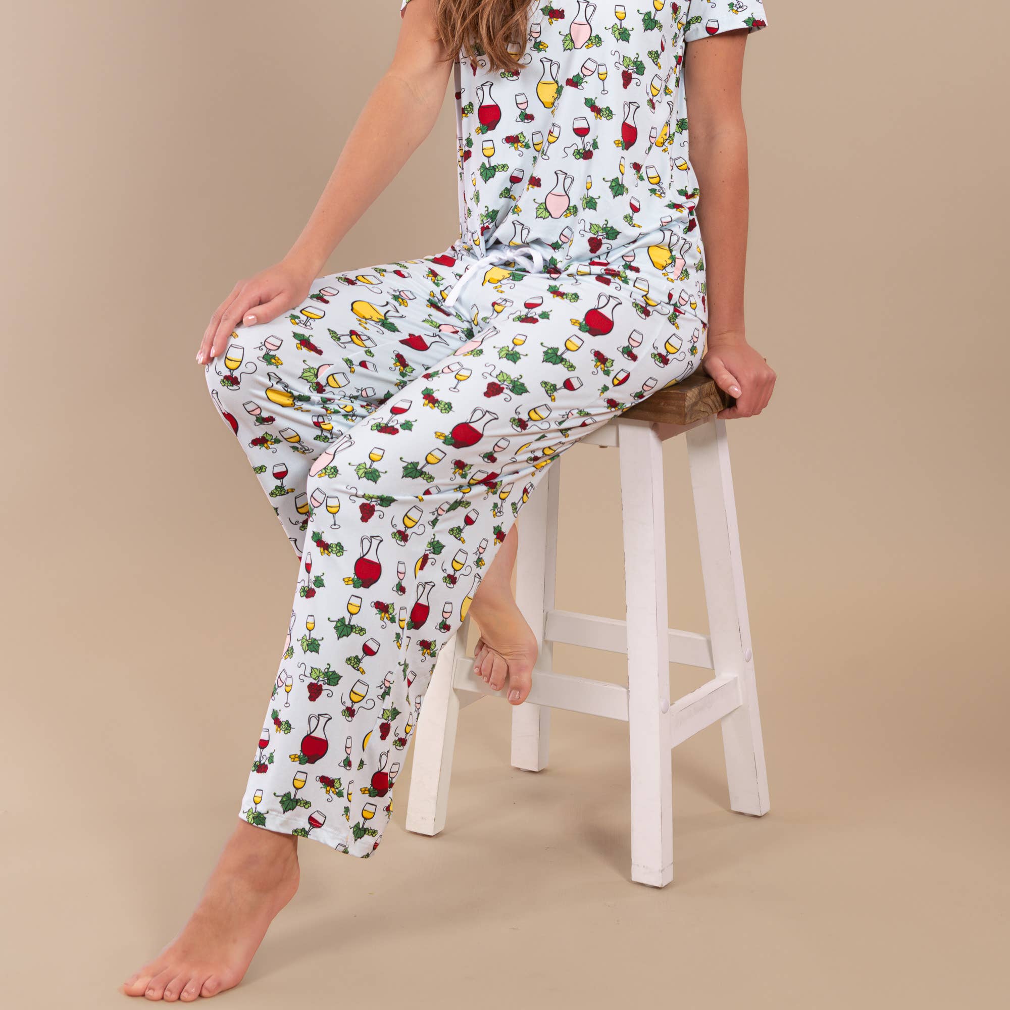 Amanda Blu - Wholesale Sleepwear Bottom - Women's - Wine Tasting Pajama Pants | Blue Drinks PJ Bottoms3