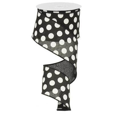 2,5" middelgroot zwart wit lint met meerdere stippen RX9146X6 voor wholesale door Trendy tree