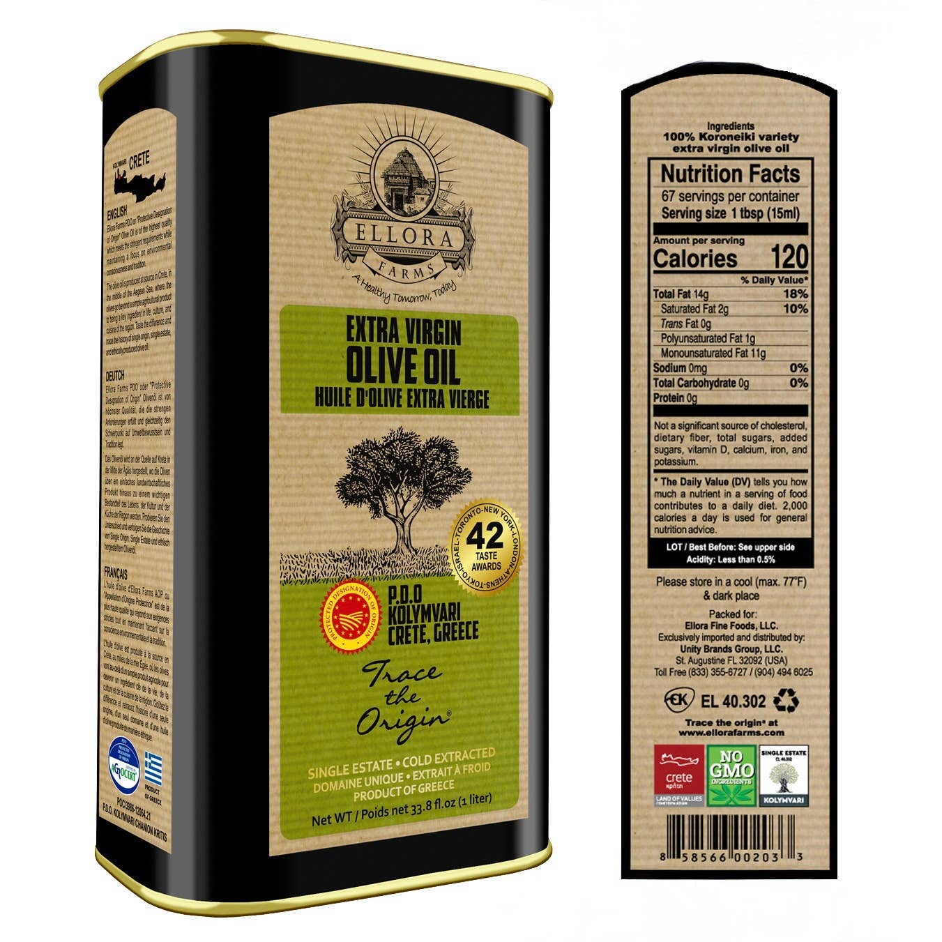 ELLORA FARMS - Wholesale Olive Oil - Greek Extra Virgin Olive Oil, Traceable, Single Estate, 34oz4