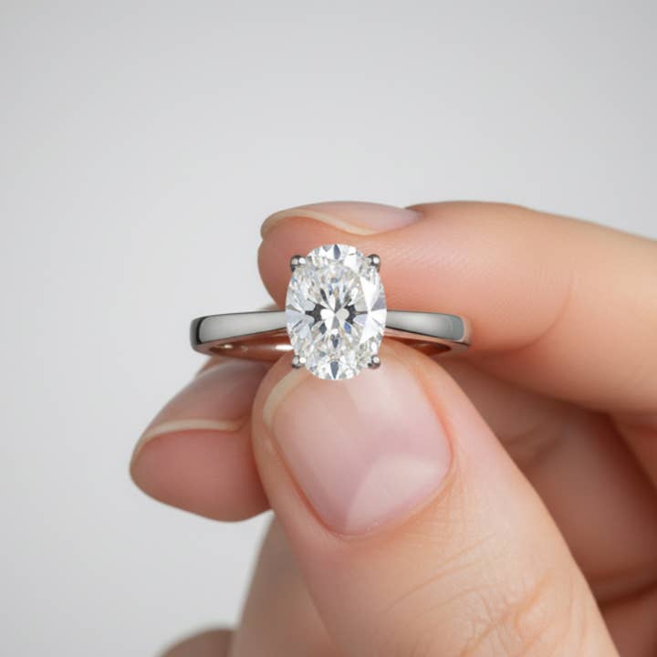 3.00 CT Oval Cut Solitaire Cathedral Settings 14K Solid Gold Diamond Ring IGI Certified for wholesale by Triple C Diamonds