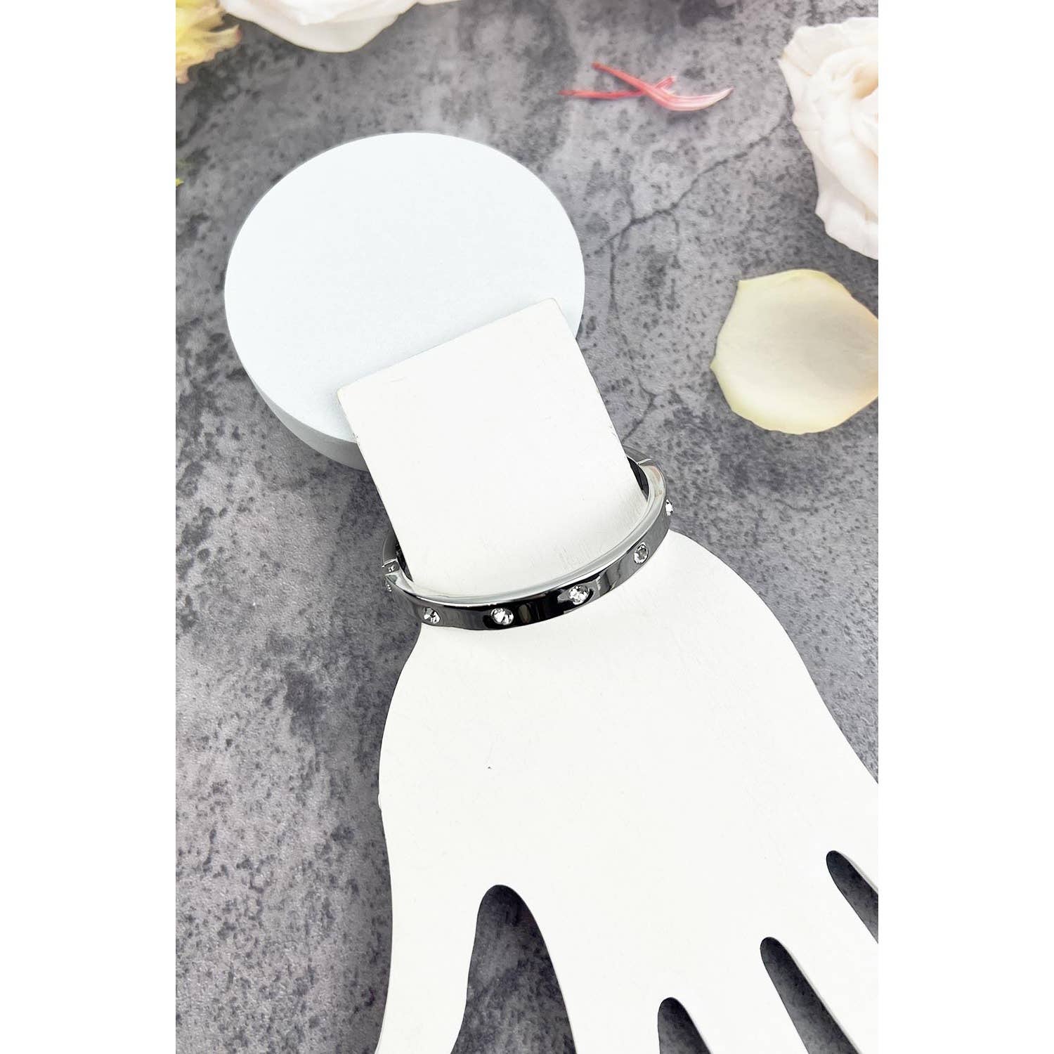 JHP Collection - Wholesale Bangle Bracelet - BANGLE BRACELET WITH RHINESTONES PATTERN2