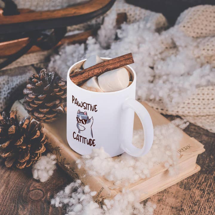 3dRose - Wholesale Coffee Mug - 3dRose, Pawsitive Catitude Cool Cat Lover, Mug11