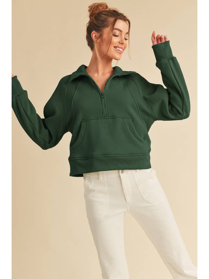 AEMI + CO - Wholesale Sweatshirt – Women's - 950CK Dove Funnel Neck Half Zip 669