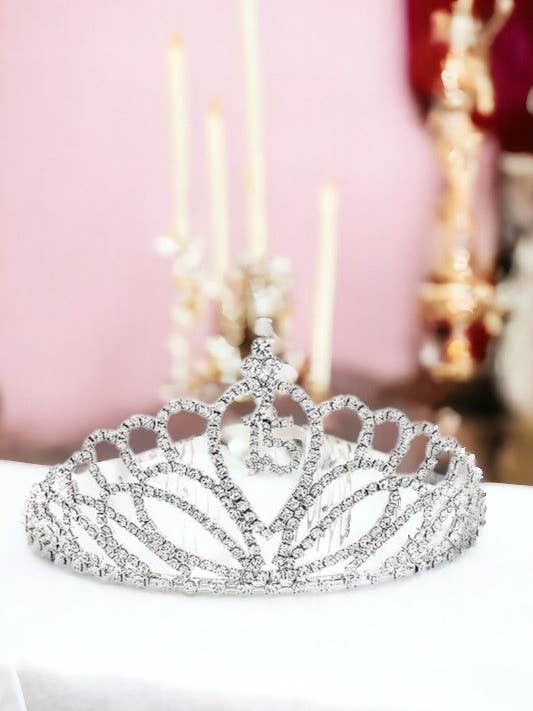 Rhinestone Pave Quinceanera krone for engroshandel hos Andrea Bijoux