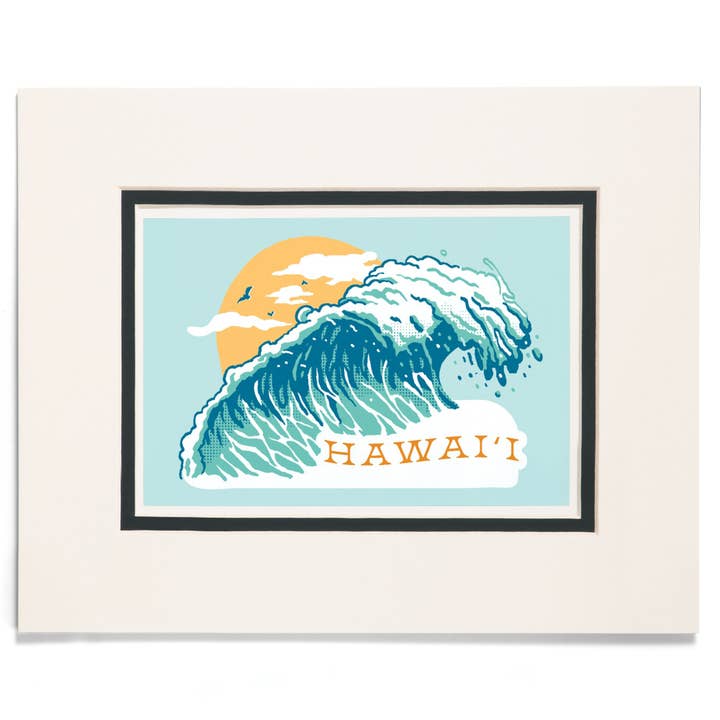 MATTED PRINTS Hawaii, Distressed Ink, Perfect Wave for wholesale by Lantern Press