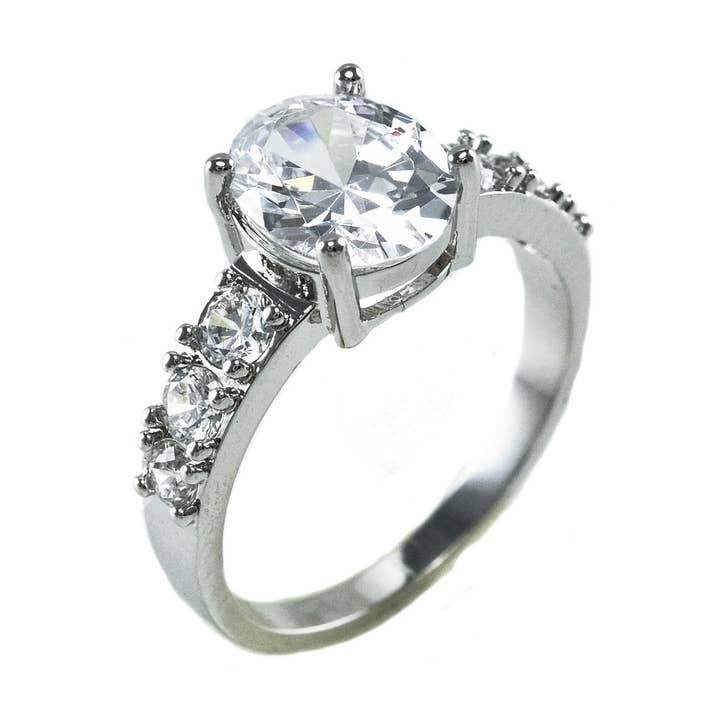 Oval Cubic Zirconia Engagement Ring for wholesale by NY Jewelry House