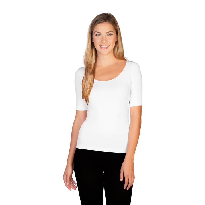 Skinnytees - Wholesale T-Shirt - Women's - Reversible 1/2 Sleeve Scoop Neck Tee6
