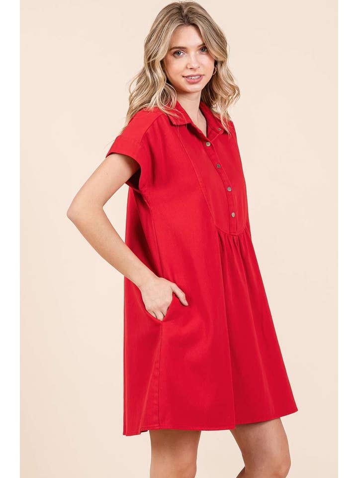 mittoshop – Engroshandel Kjole - Dame – TWILL KORTÆRMET MINIKJOLE MED KRAVE2