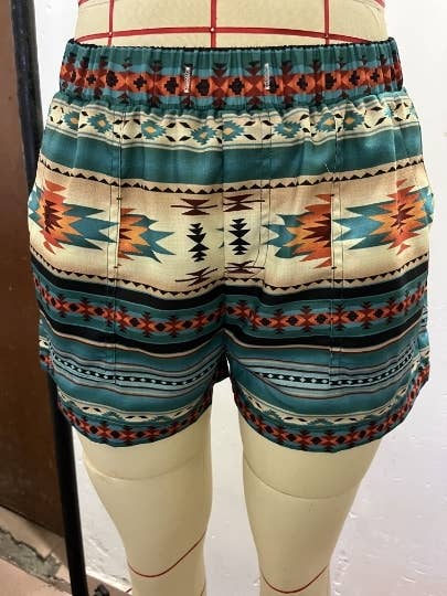 UNISHE - Wholesale Korte broeken - Dames - Shorts met trekkoord met Western Azteekse print - Maattabel beschikbaar12