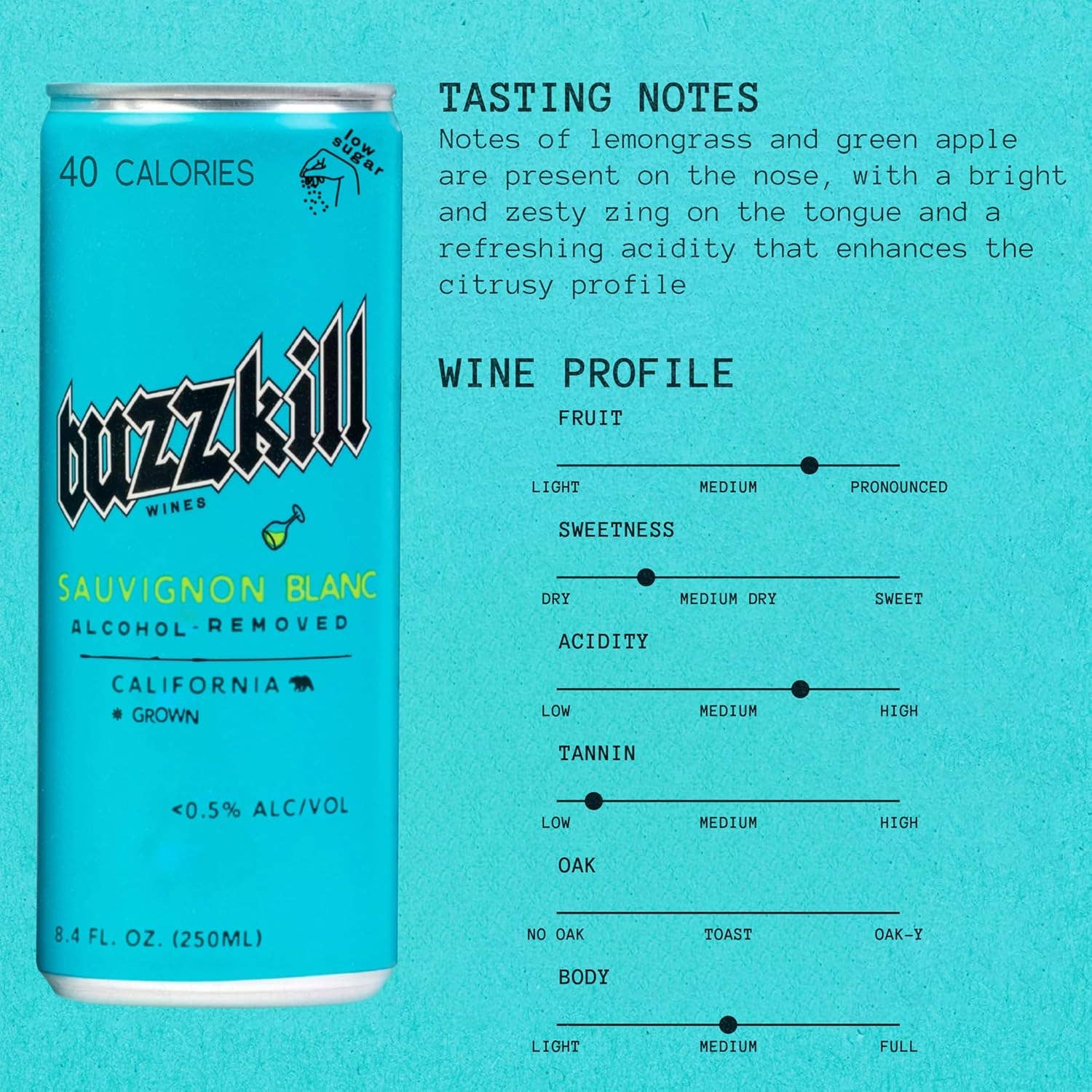 Buzzkill Wines - Wholesale Non-Alcoholic Spirits/Wine/Beer - Buzzkill Non-Alcoholic Wine Variety Pack | Low Sugar, Low Calorie, No Hangover - 24-Pack Cans5