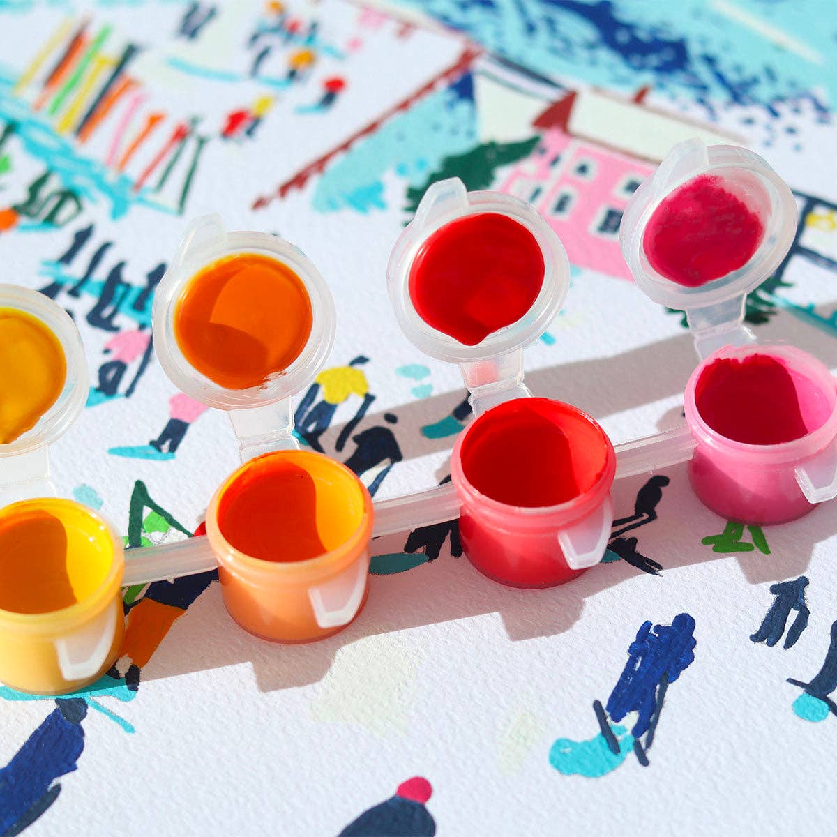 La Petite Épicerie – Engroshandel DIY-hobbysæt – Mal efter nummersæt - Skiløb blandt bjerge3