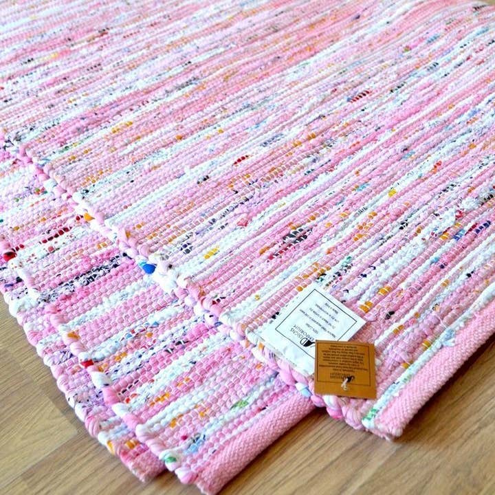 Designs Emporium – wholesale Runner rug – Pink Rug Runner Chindi Rag Handmade Recycled Cotton