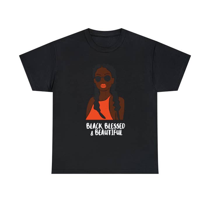 Black Blessed And Beautiful Shirt | Empowered & Beautiful Cotton T-shirt for wholesale by The Beanie Shop