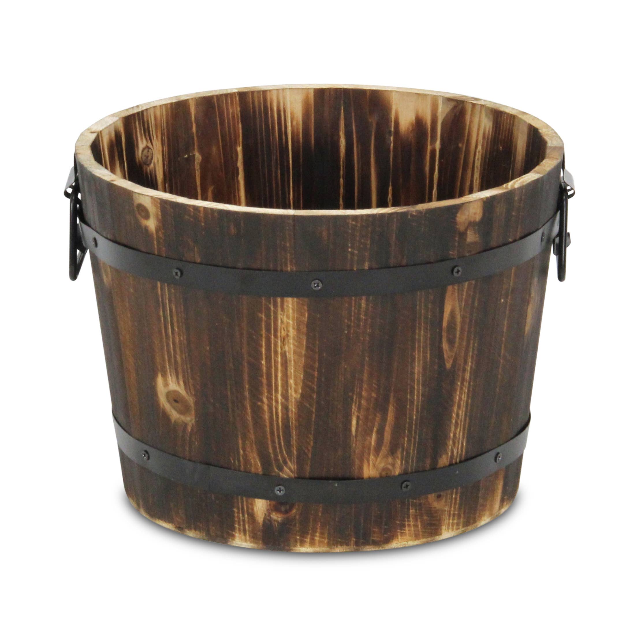 Cheungs Home Decor - Vente Pot - Seau décoratif en bois marron foncé Mariva avec accents et poignées en métal22
