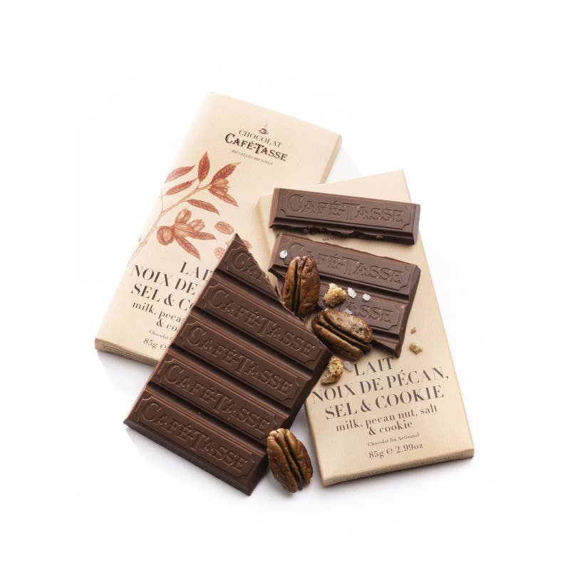 Café-Tasse – wholesale Chocolate – Milk, pecans, salt and cookies (tablets, per 12)