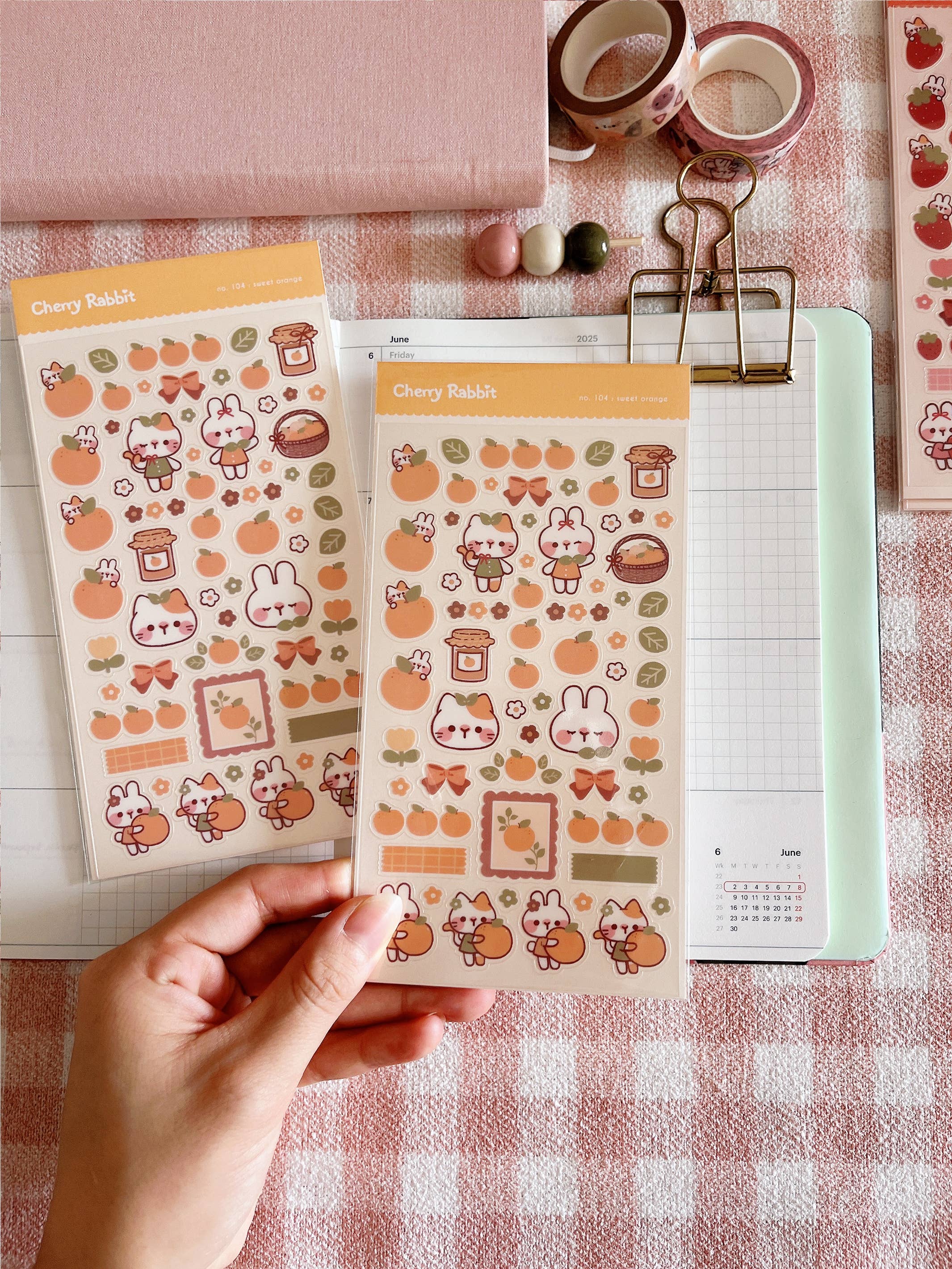 Cherry Rabbit - Wholesale Sticker - Sweet Orange Sticker Sheet no.1044