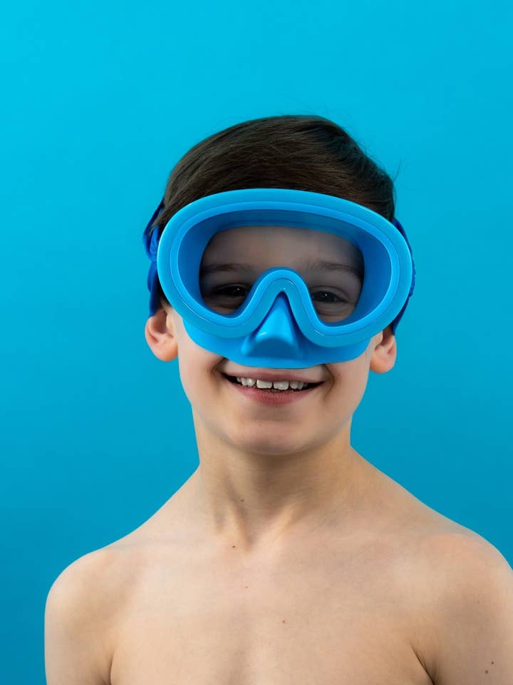 Waterplops - Wholesale Swimming goggles – Kids & Baby - Children's Solid Blue Diving Mask3