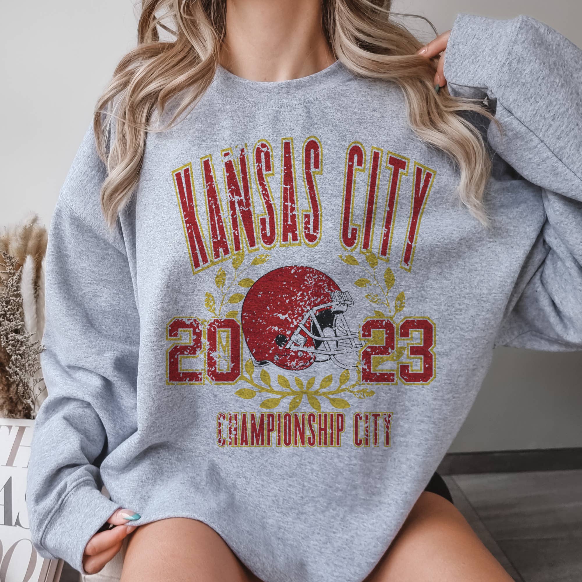 Par.tees by Party On! - Vente Sweat-shirt à imprimés – femme - Allez Chiefs Kansas City Sweatshirt Graphique Champion de Football0