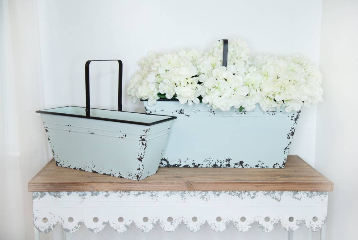 Buckeye Craft Co. – wholesale Basket – Distressed Blue Metal Gathering Baskets - Set of 22