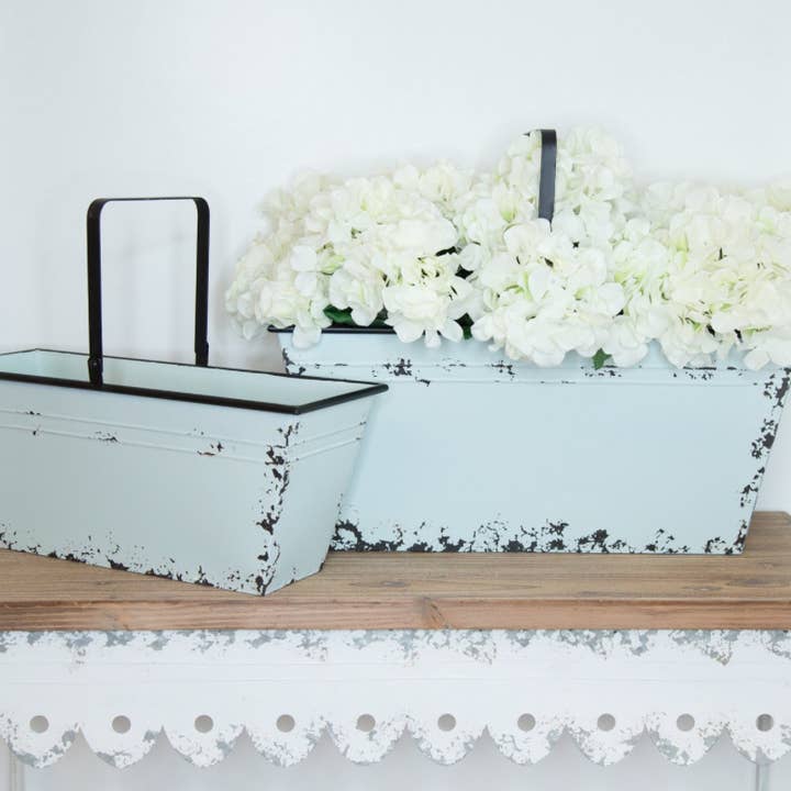 Buckeye Craft Co. - Wholesale Basket - Distressed Blue Metal Gathering Baskets - Set of 22