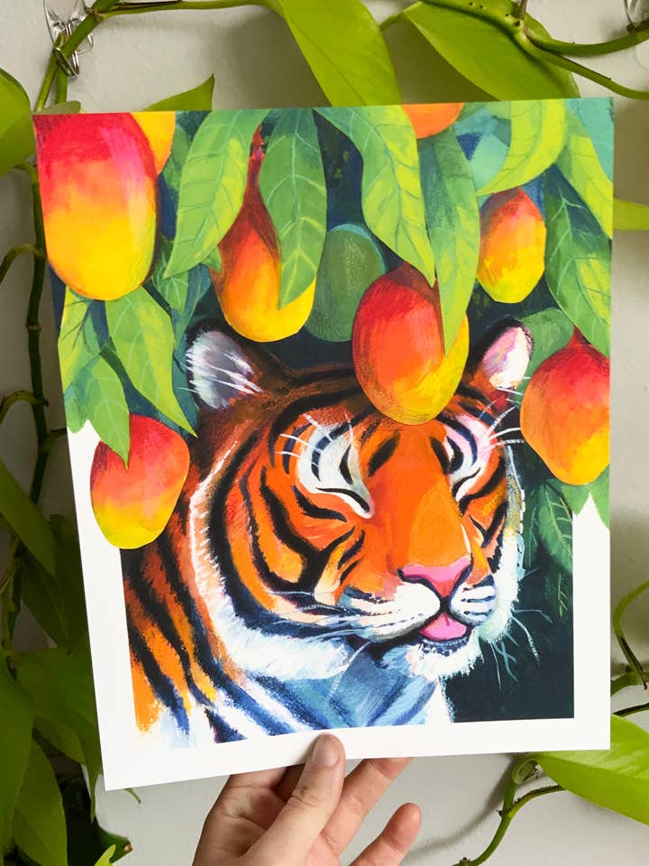 Tiger and Mangos | Art Print for wholesale by Suzi Spooner Illustration
