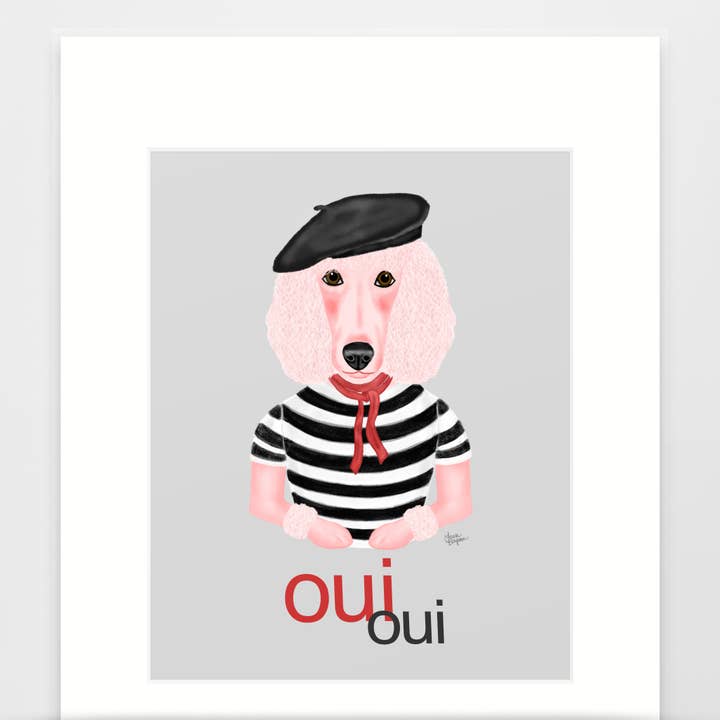 Poodle Dog Art Print, French Poodle, Pink Edition for wholesale by Laura Bergsma Studio