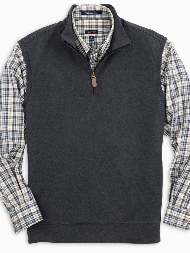 Paulo Charcoal Quarter-Zip Vest for wholesale by Batton