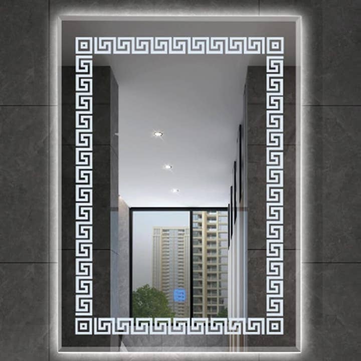 70x50cm LED Rectangle Zig Zag Mirror 3 Color Light L026 for wholesale by DEENZ