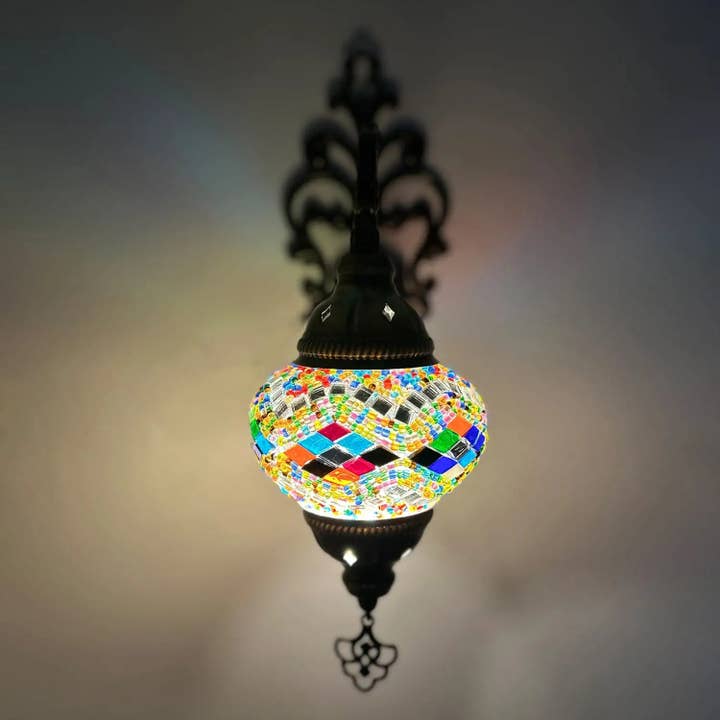 Aplique de Parede Mosaico Estilo Tiffany-Lâmpada Turca #5 por atacado de Etnico del Mondo