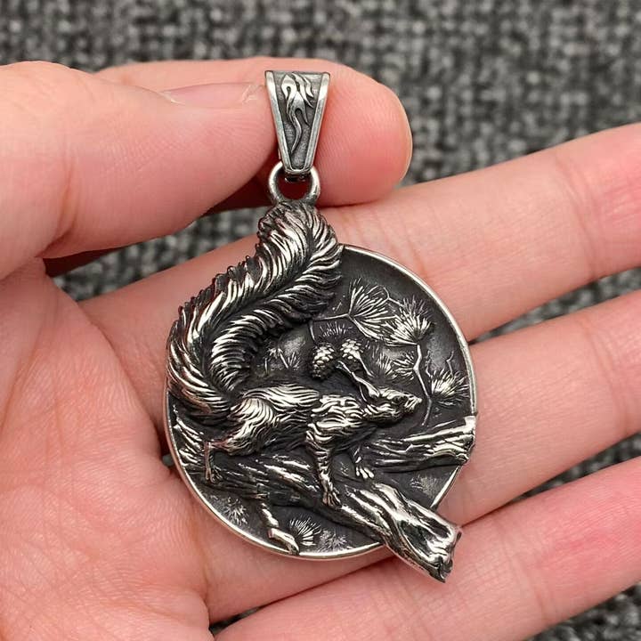 Squirrels On Tree Branches, Stainless Steel Pendant - MJ/MNP for wholesale by Mio Queena