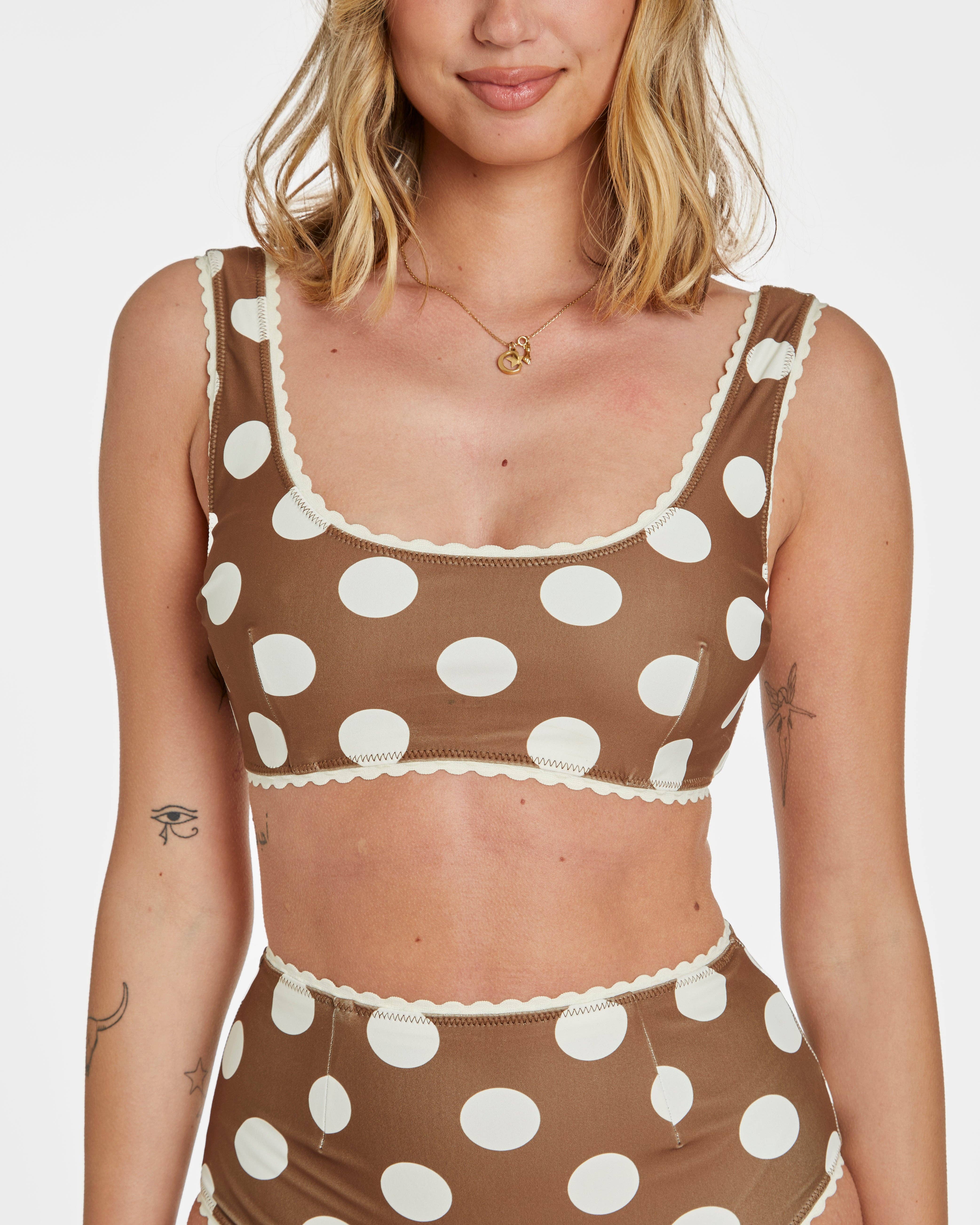 Hammies - Wholesale Two Piece Swimsuit - Women's - Polka Dot Bikini (Brown)3