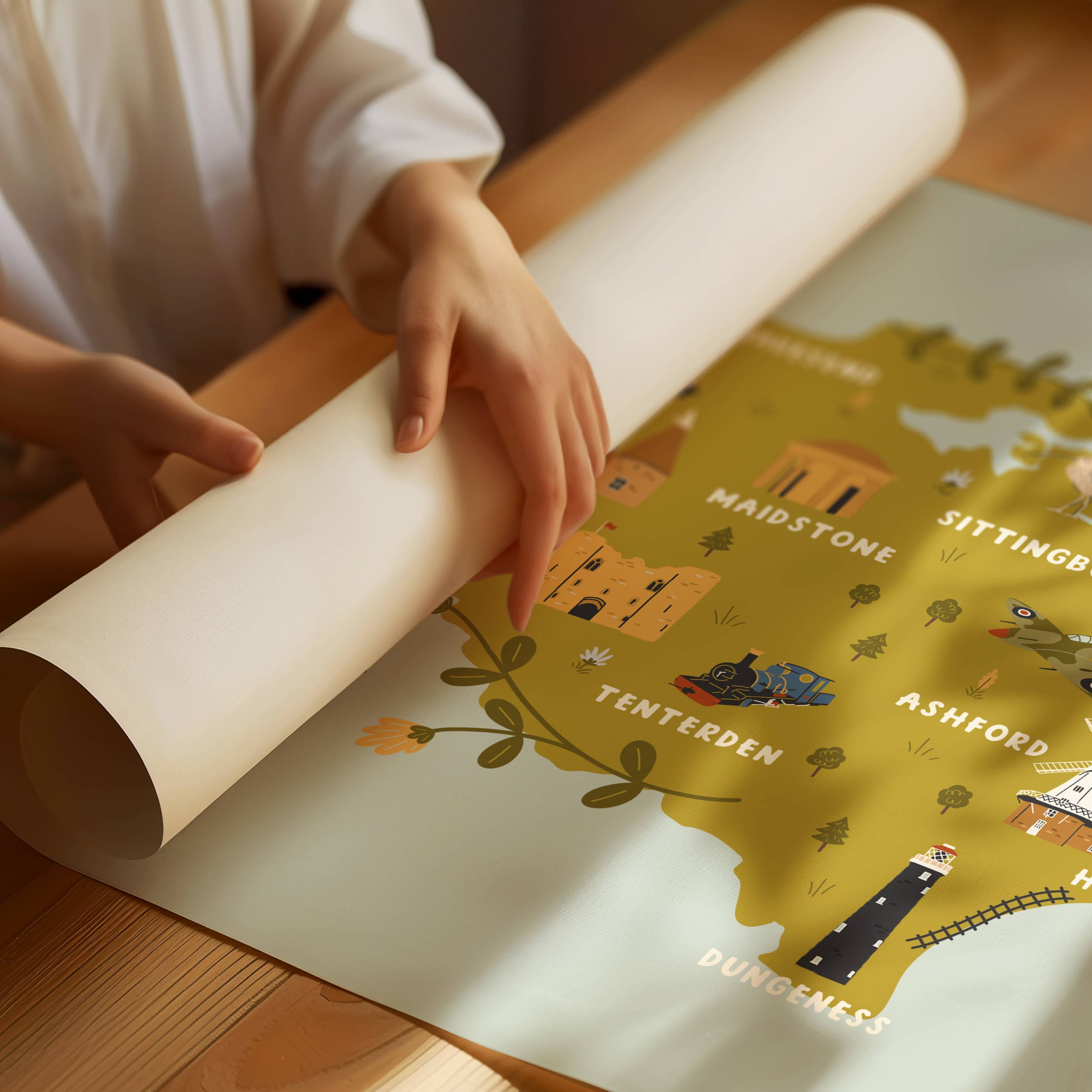 Abbie Imagine - Wholesale Art Print - Kent Map Print | Illustrated Kent Print3