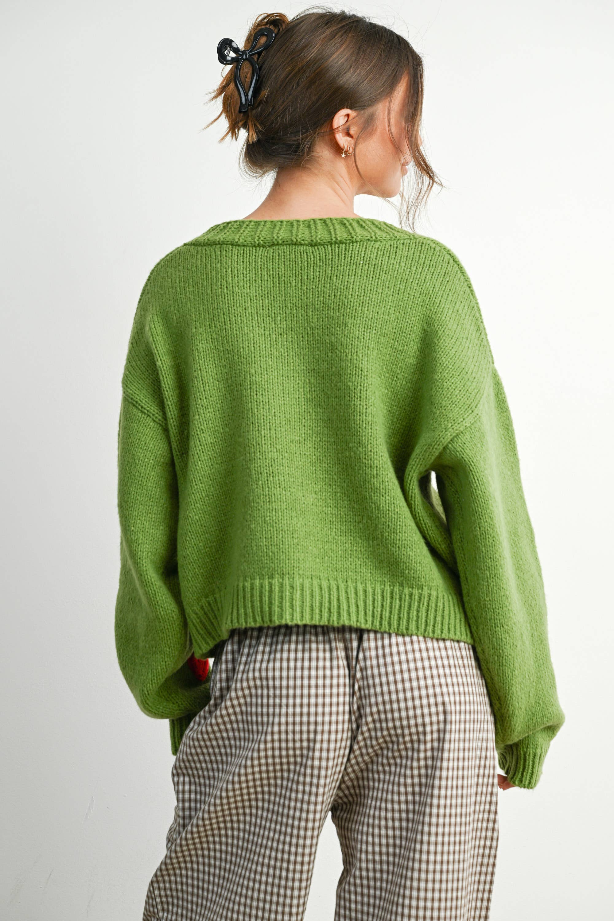 BUTTERMELON – Großhandel Strickjacke – Damen – Kurzer Cardigan mit Erdbeerstickerei - BMC76099