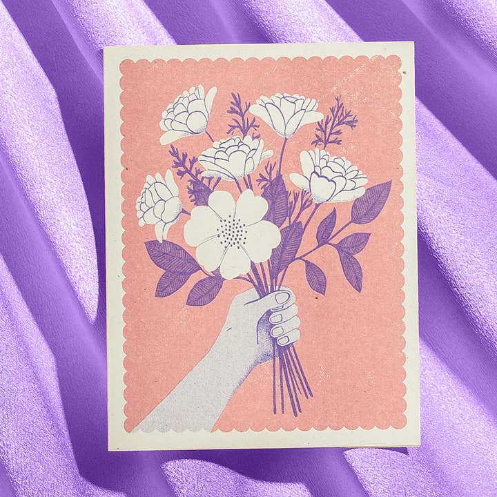 Bouquet - Risograph Card for wholesale by Bromstad Printing Co.