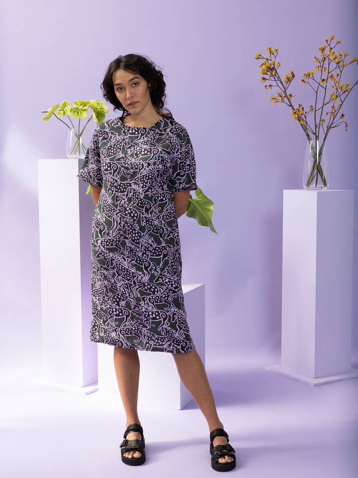 Vestido comprido verde cavalo T por atacado de Tara Whalley