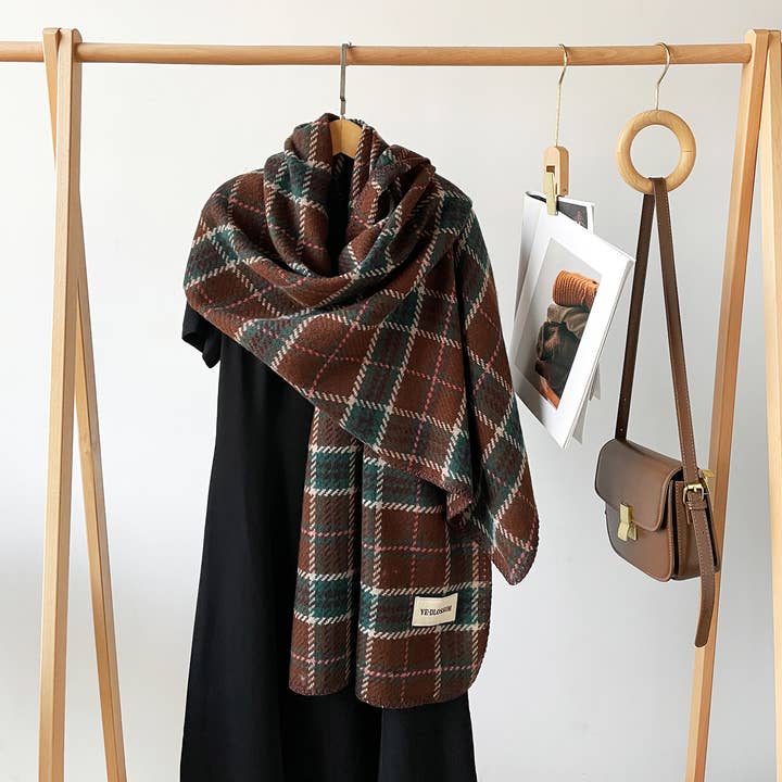 MKS America - Wholesale Scarf - Women's - Retro Winter Plaid Shawl Scarf3
