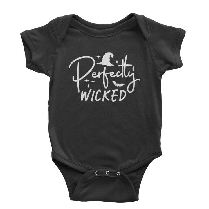 Perfectly Wicked Witchy Halloween Infant One-Piece Romper Bodysuit or Toddler T-shirt for wholesale by Expression Tees