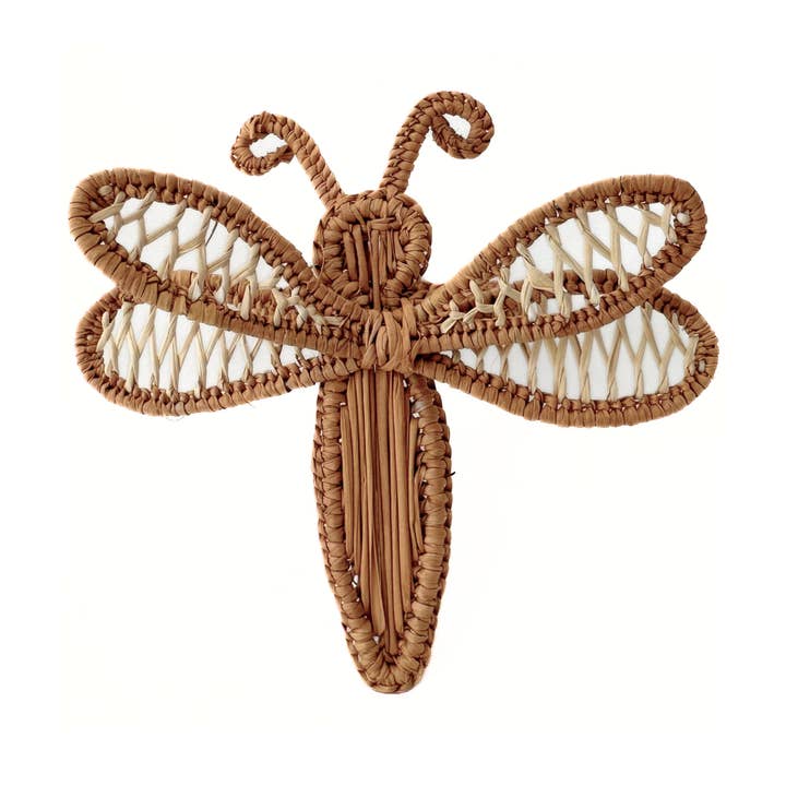 Rond de serviette libellule - Vaisselle en raphia de paille pour la vente par Artett