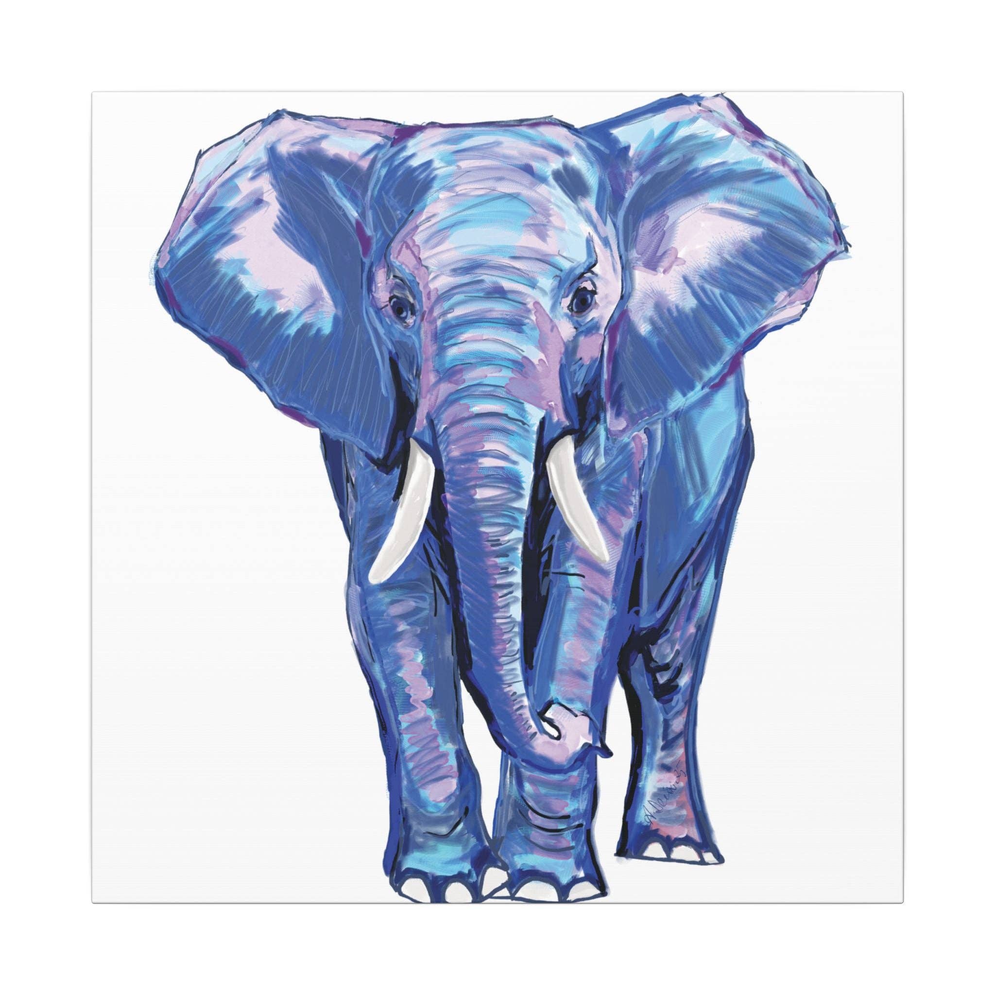 Blue Cava - Wholesale Art Print - Blue and Pink Elephant Canvas Art - Colorful Elephant Wall Décor8