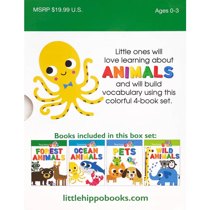 Little Hippo Books - Wholesale Book - Kids - Teaching Tots Animals Library (4 Book Set) - Educational