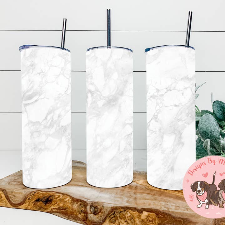 White Marble Tumbler for wholesale by Designs By Morgan AZ LLC