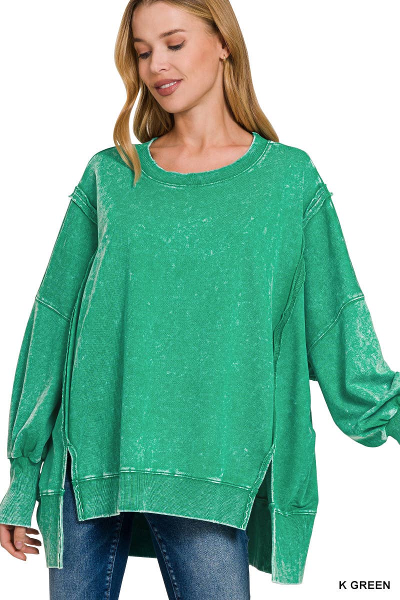 42POPS - Wholesale Sweatshirt - Women's - Split Cuff Washed Oversized Sweatshirt12