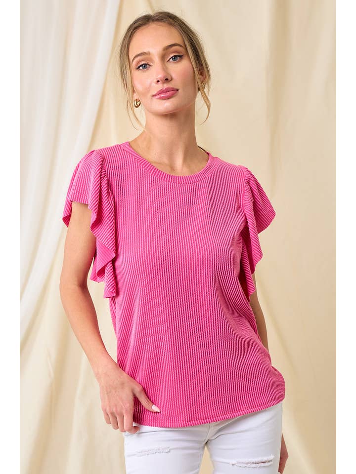 lovely melody - Wholesale Knit Top - Women's - LMT3877-Simple and plain rib top