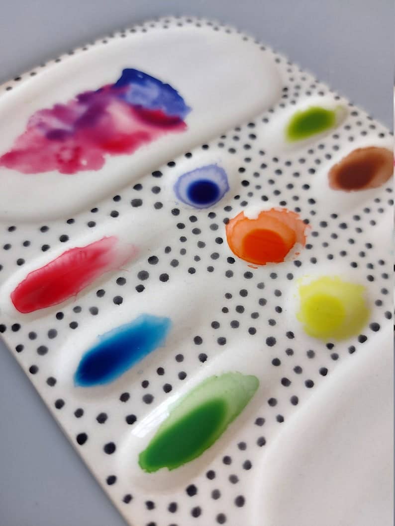 Muddy Ceramic Limited - Wholesale Palette/Mixing Tray - Ceramic palette, Ceramic Artists Palette, Watercolor palette, Ceramic watercolour palette, paint palette6